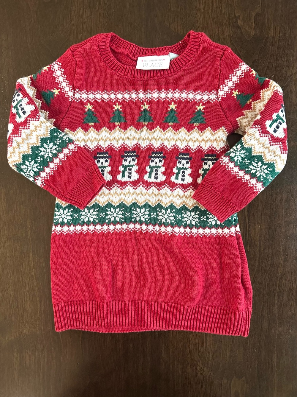 The Children's Place Red Knit Christmas Holiday Baby Sweater Dress 12-18 months
